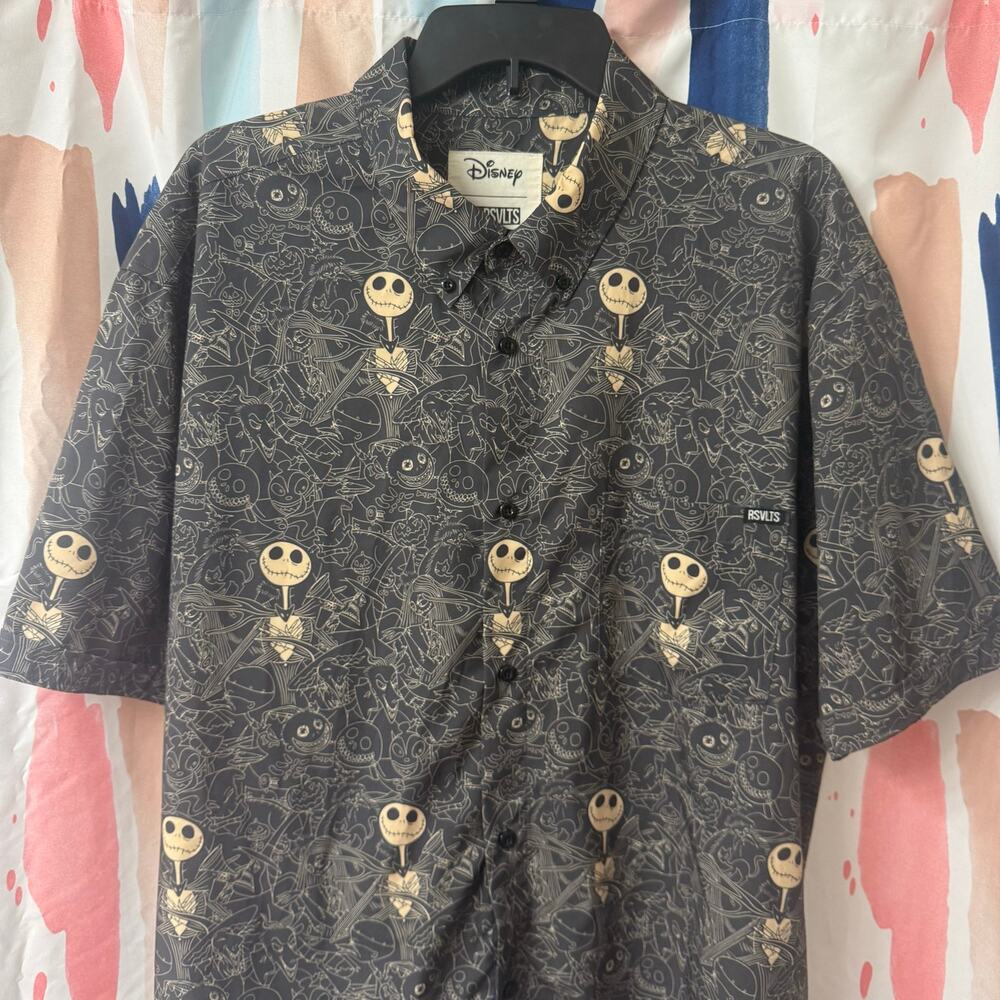 RSVLTS Disney Nightmare Before Christmas Halloween Bone Daddy Button Down Shirt - Picture 6 of 15